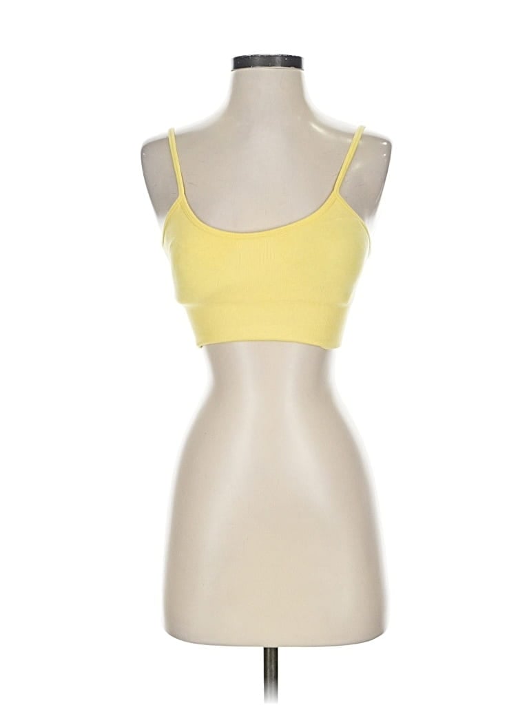 Pre-owned Unbranded Tank Top Yellow Strapless Neckline Tops