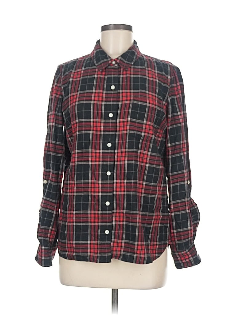 Pre-owned Tommy Hilfiger Long Sleeve Button Down Shirt In Red