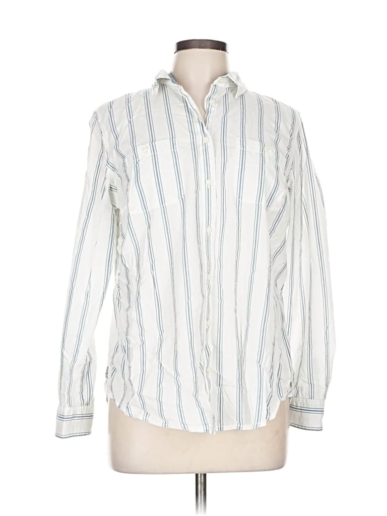 Pre-owned St. John's Bay Long Sleeve Button Down Shirt In Blue