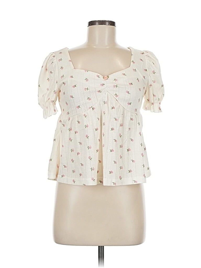 Pre-owned Romwe Short Sleeve Blouse In White
