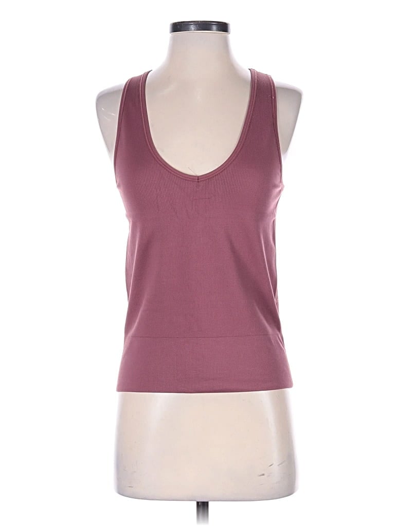 Pre-owned Athleta Tank Top Burgundy Solid Pattern V Neck Tops