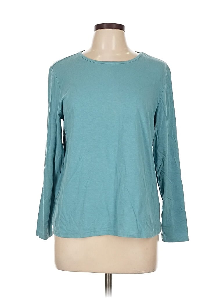 Pre-owned Coldwater Creek 3/4 Sleeve T-shirt In Blue