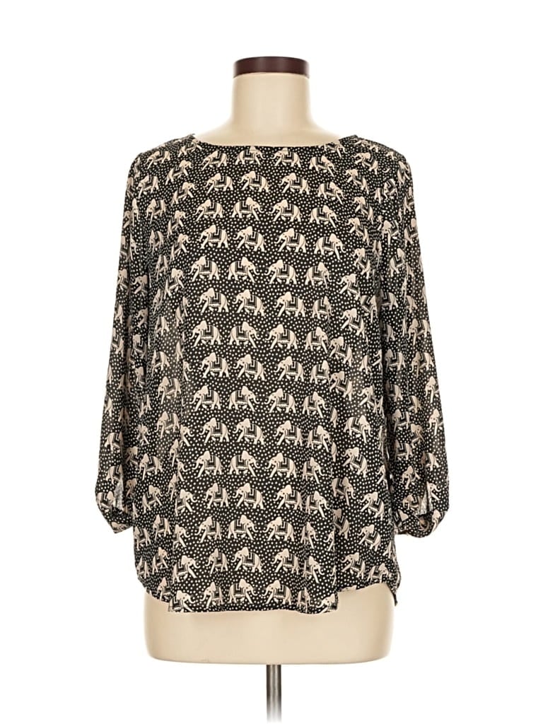Pre-owned Pixley 3/4 Sleeve Blouse In Black
