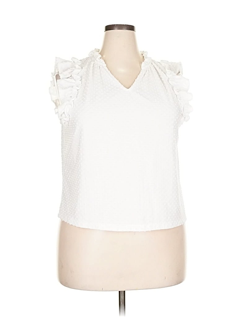 Pre-owned J.crew Factory Store Sleeveless Blouse In White