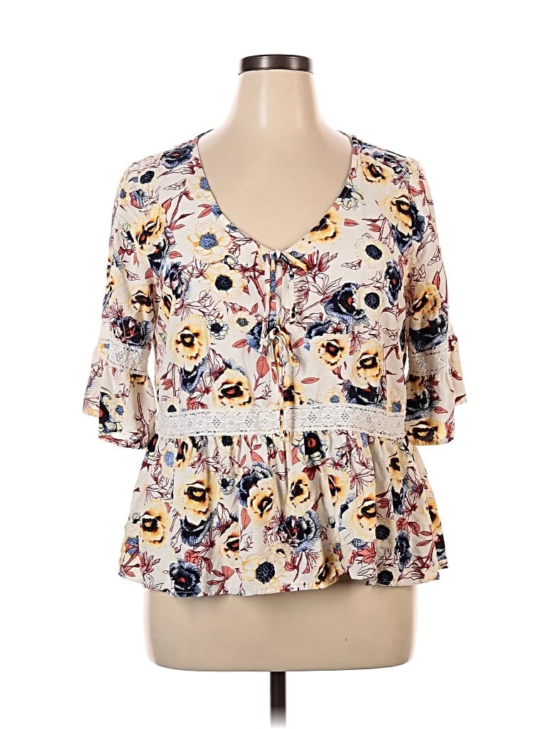 Pre-owned Maurices 3/4 Sleeve Blouse In White