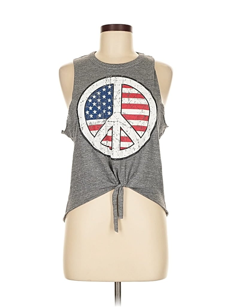 Click to view more detailed imagery on our partner's website Pre-owned Chaser Tank Top Gray Halter Neckline Tops