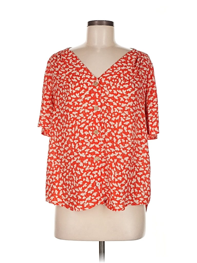 Pre-owned W5 Short Sleeve Blouse In Orange