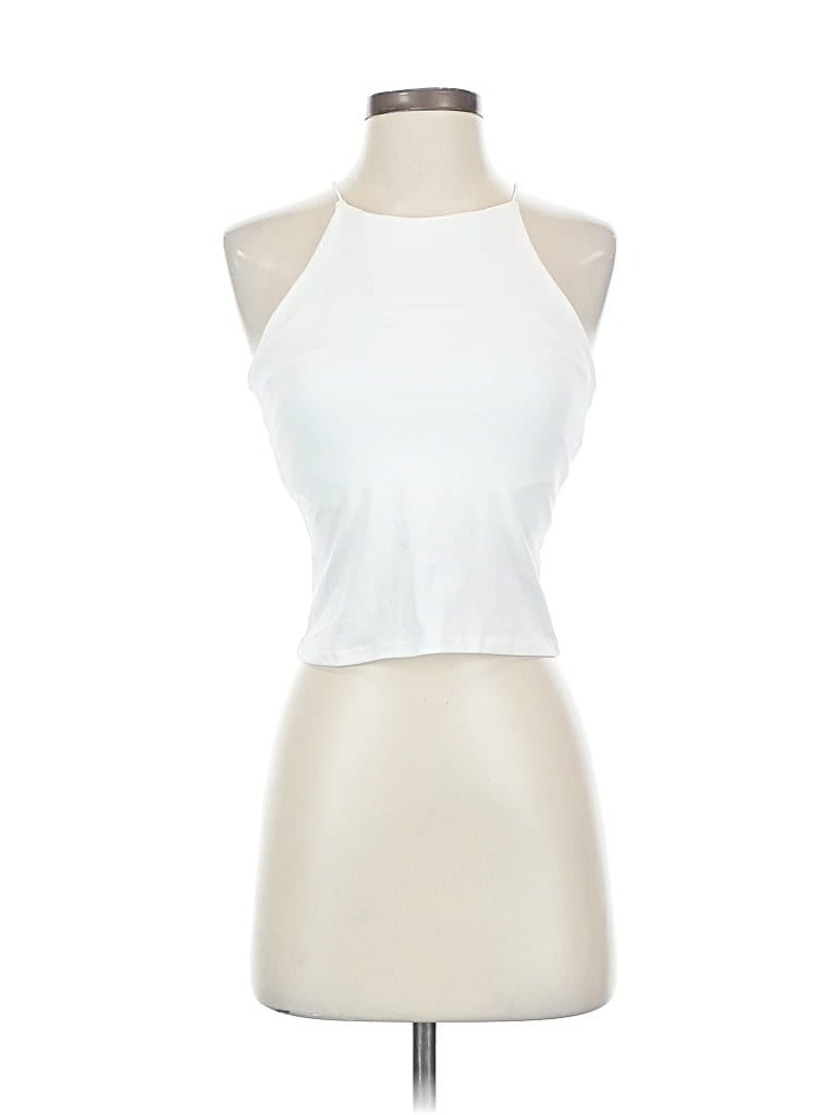 Pre-owned Gaze Tank Top White Halter Neckline Tops