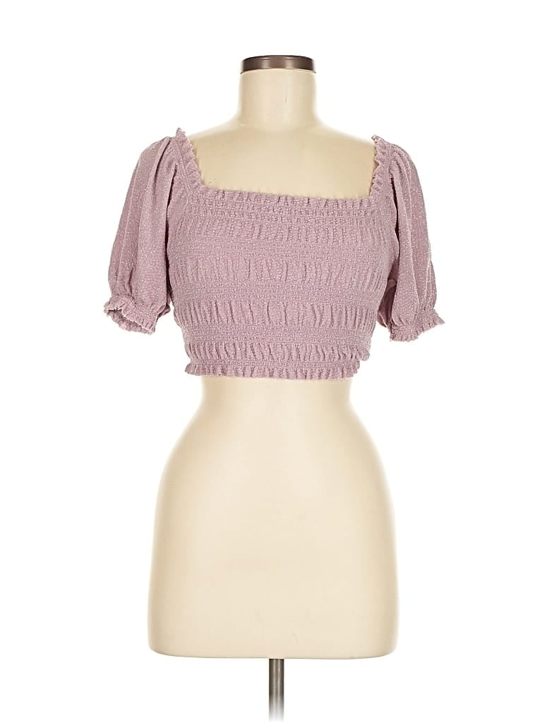 URBAN OUTFITTERS Pre-owned Short Sleeve Top Purple Square Neckline Tops