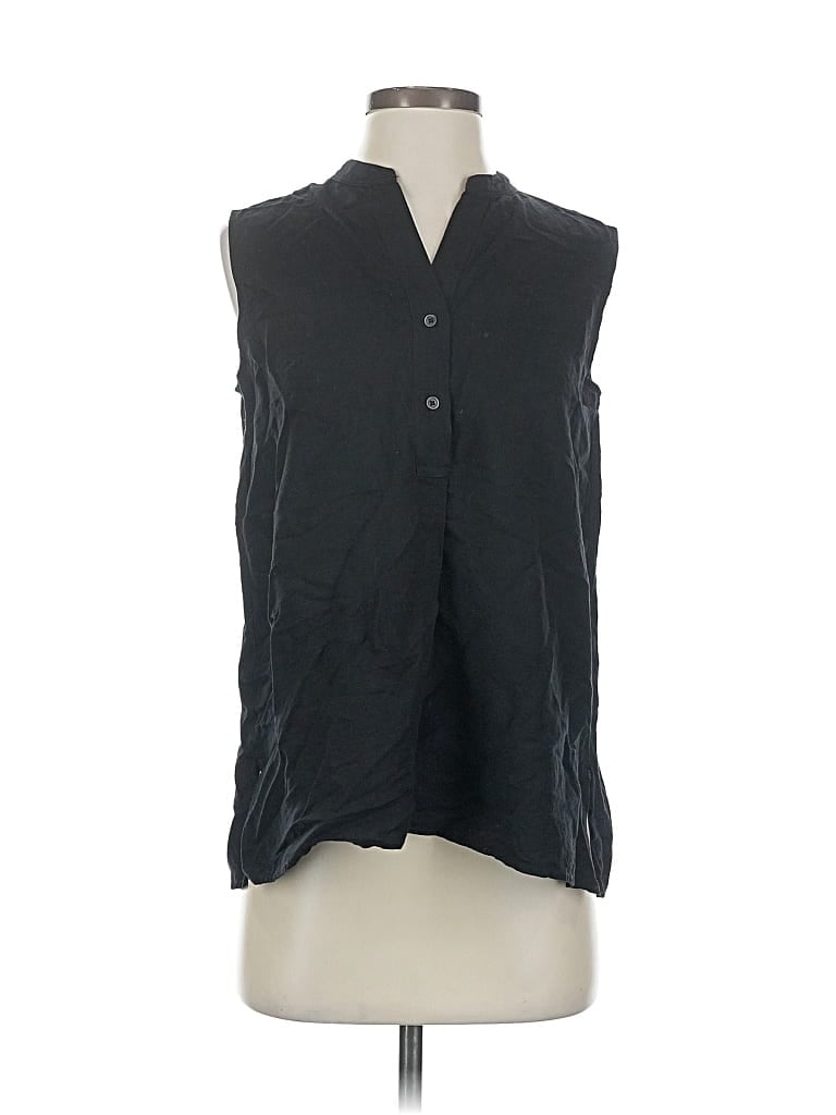 Pre-owned Uniqlo Sleeveless Button Down Shirt In Black