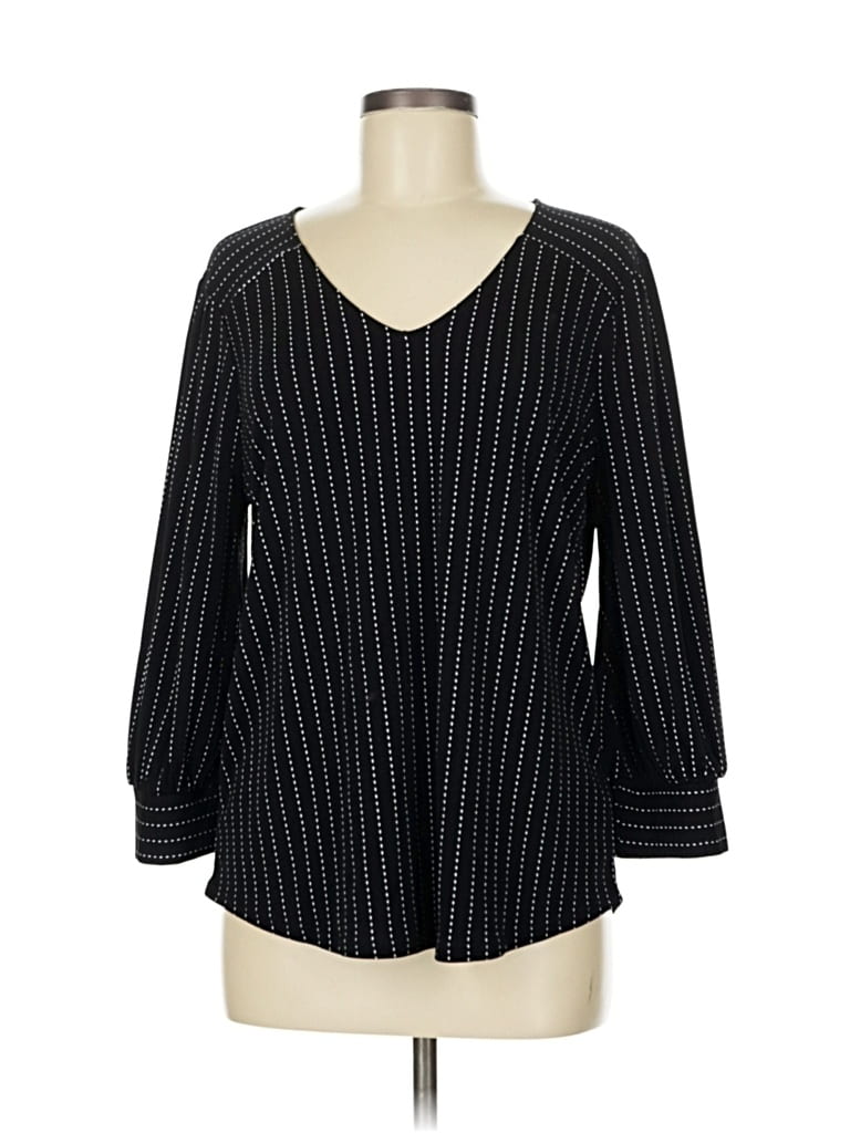 Pre-owned Adrianna Papell Long Sleeve Blouse In Black