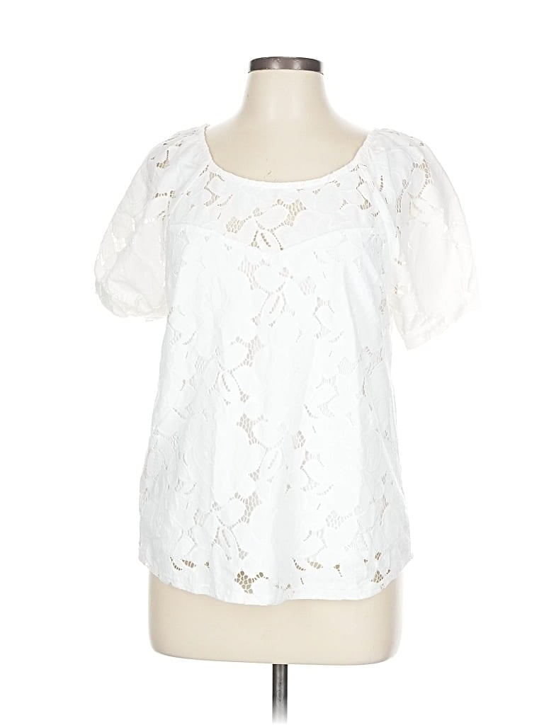MONTEAU Pre-owned Short Sleeve Blouse In White