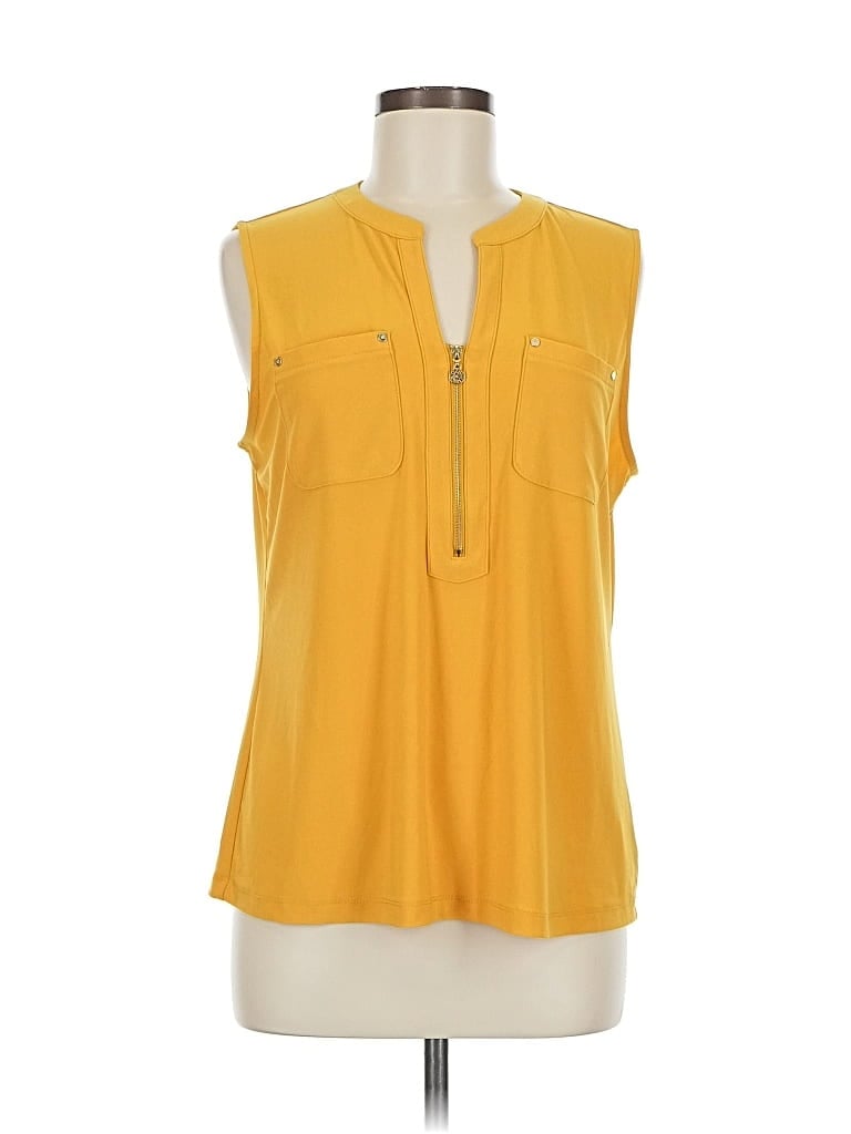 Click to view more detailed imagery on our partner's website Pre-owned Anne Klein Sleeveless Blouse In Yellow