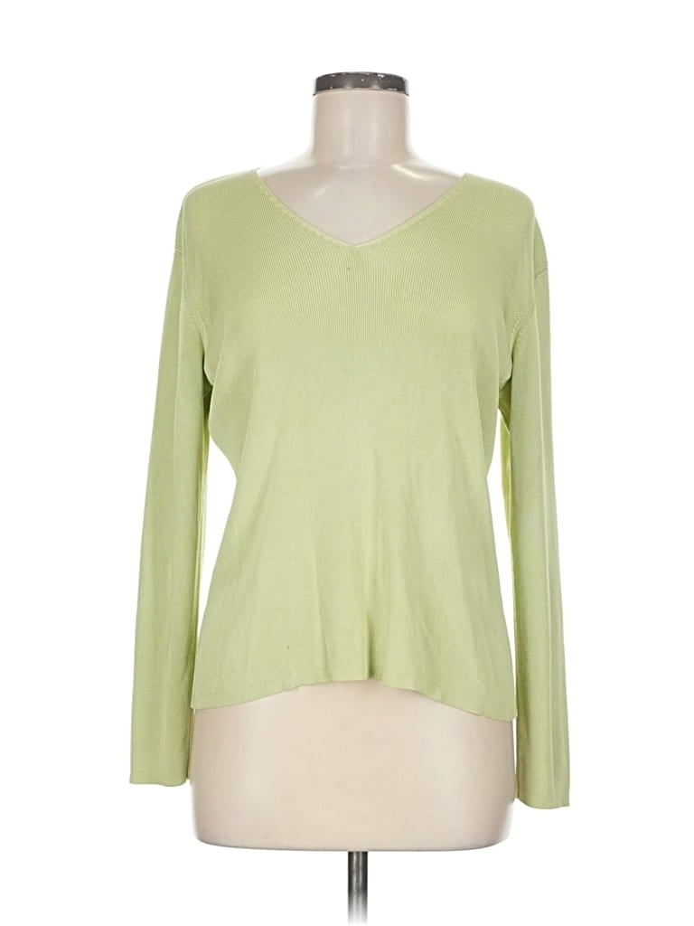 Pre-owned Assorted Brands Silk Cardigan Sweater In Green