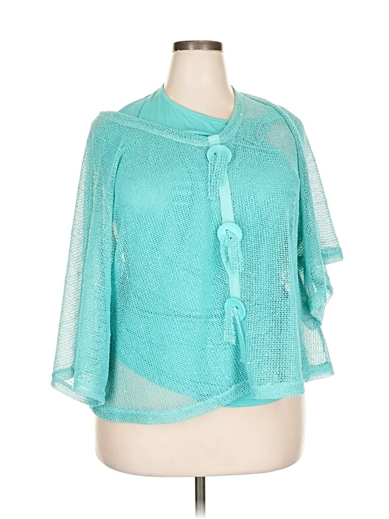 Pre-owned Simply Noelle Short Sleeve Blouse In Blue