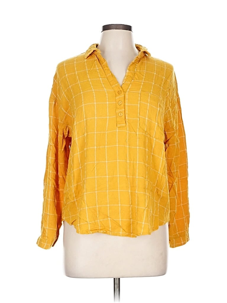 Pre-owned Lush Long Sleeve Blouse In Yellow