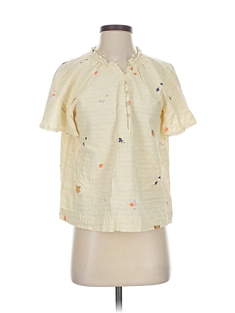 Pre-owned Sonoma Goods For Life Short Sleeve Blouse In White