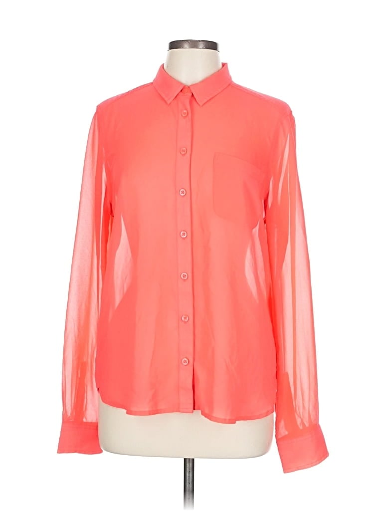Pre-owned American Eagle Outfitters Long Sleeve Blouse In Orange