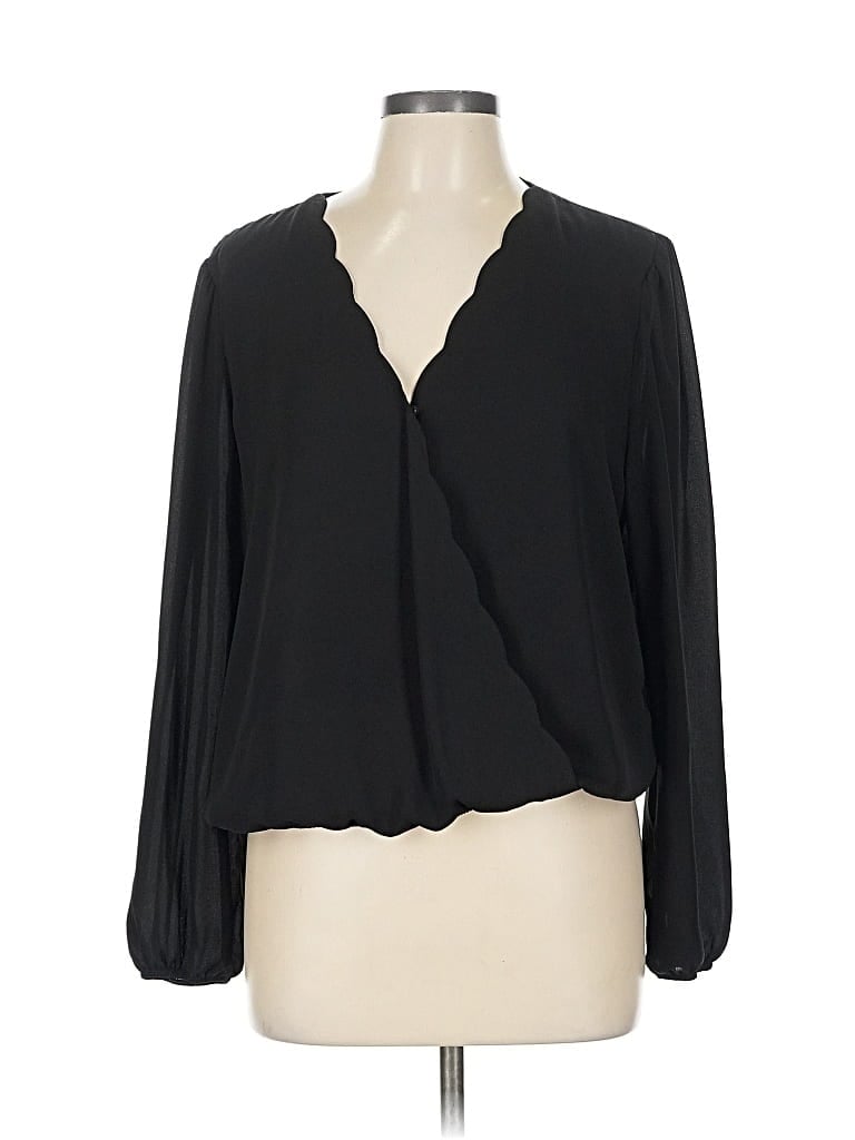 Pre-owned Nine Britton Long Sleeve Blouse In Black
