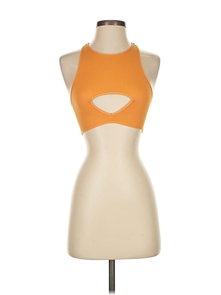 Pre-owned Out From Under Tank Top Orange Halter Neckline Tops
