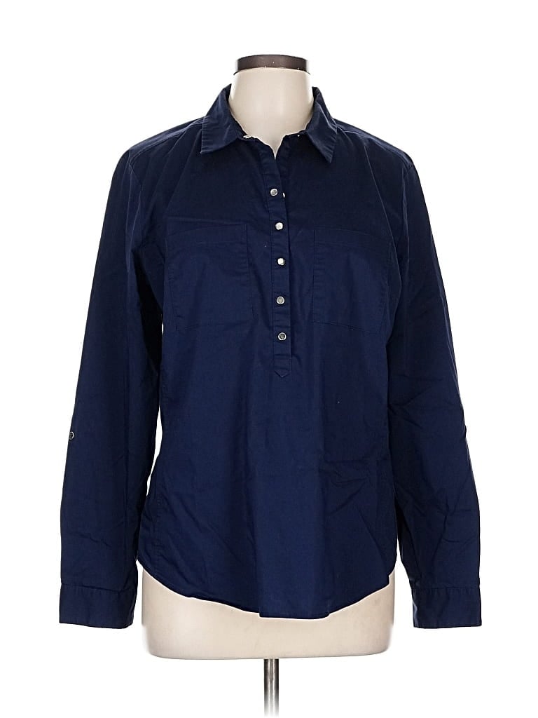 Pre-owned 7th Avenue Design Studio New York & Company Long Sleeve Button Down Shirt In Blue