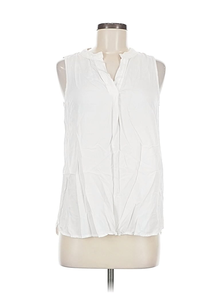 Pre-owned Joan Vass New York Sleeveless Blouse In White