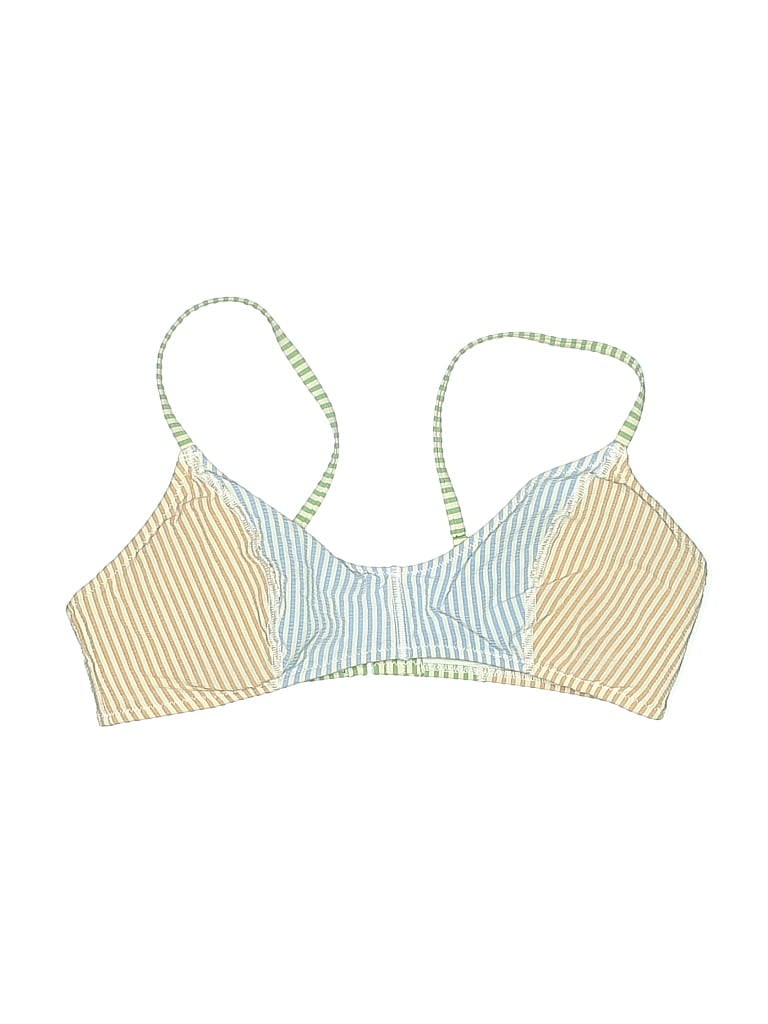 Pre-owned Aerie Swimsuit Top Yellow Stripes Pattern Swimwear