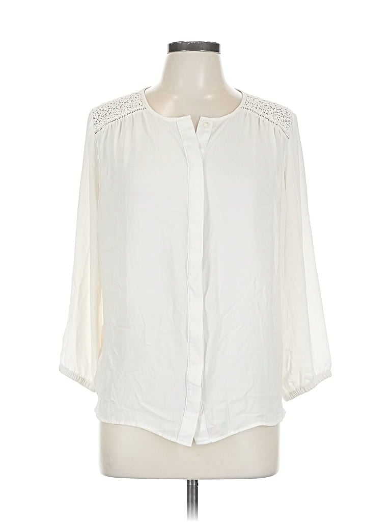 Pre-owned Ann Taylor Loft 3/4 Sleeve Blouse In White