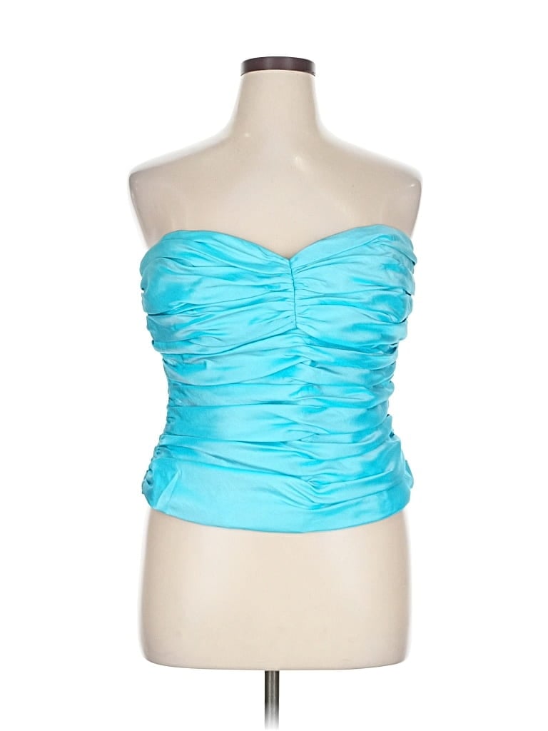 Pre-owned David's Bridal Sleeveless Top Teal Strapless Neckline Tops In Blue
