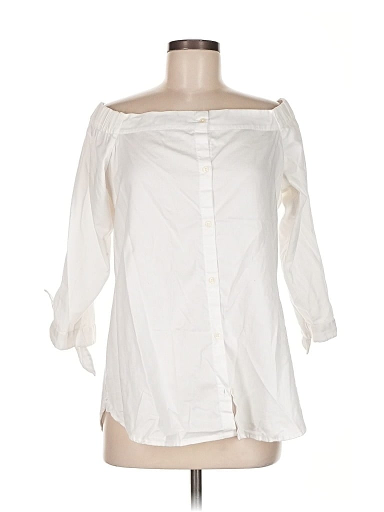 Pre-owned Banana Republic Factory Store 3/4 Sleeve Blouse In White