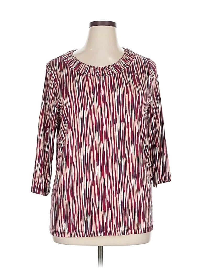 Pre-owned Cj Banks 3/4 Sleeve Blouse In Burgundy