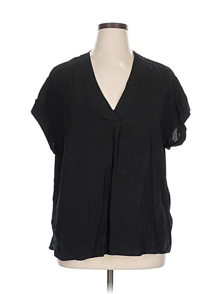 Pre-owned Gap Short Sleeve Blouse In Black