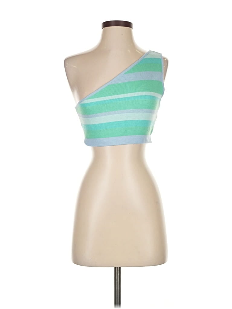 PEPPERMAYO Pre-owned Sleeveless Top Green One Shoulder Neckline Tops