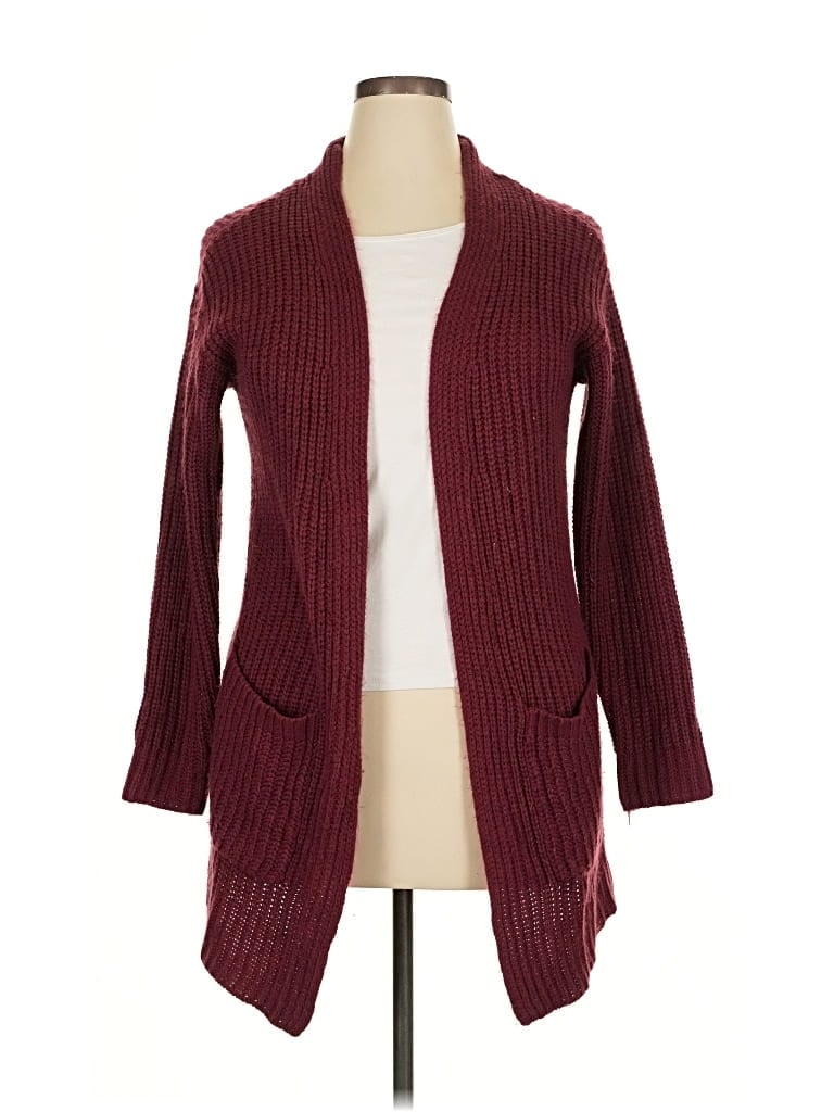Pre-owned A.n.a. A New Approach Cardigan Sweater In Burgundy