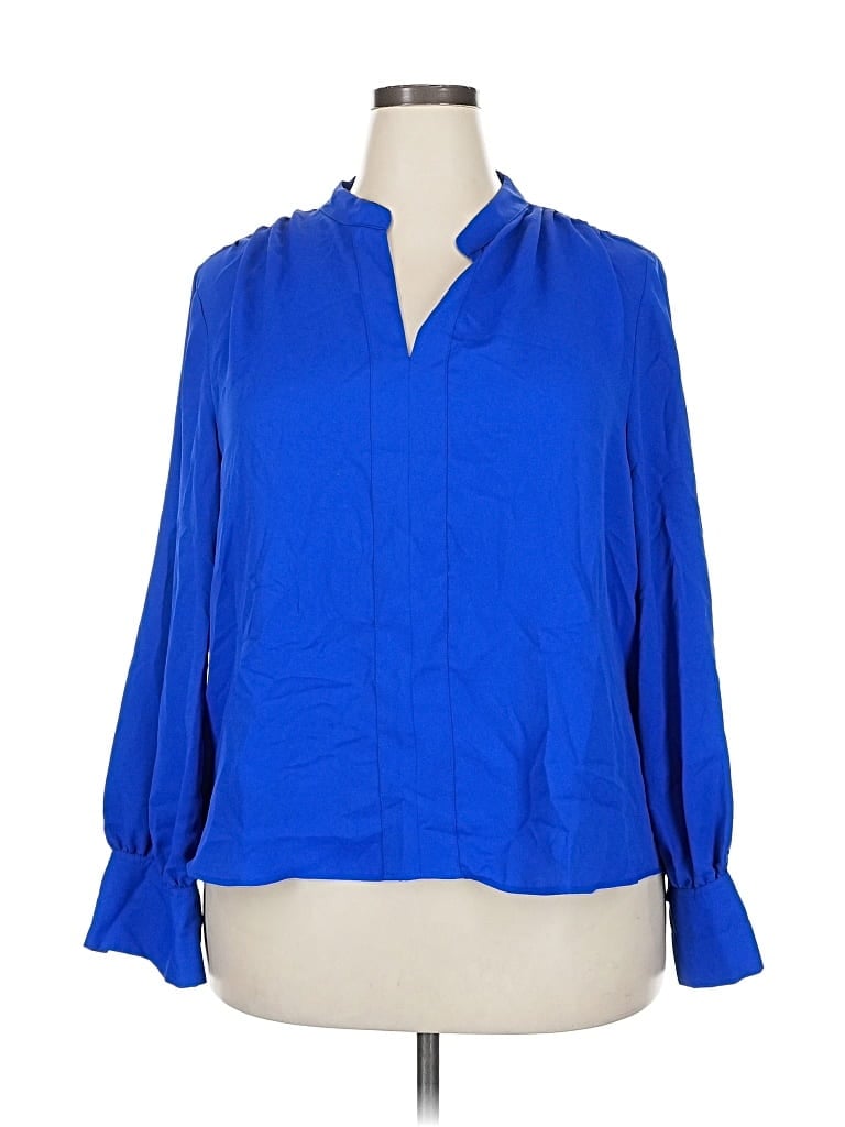 Pre-owned Vince Camuto Long Sleeve Blouse In Blue