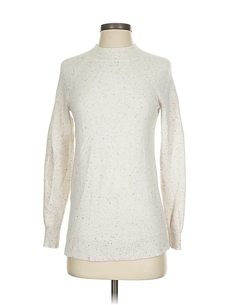Pre-owned Ann Taylor Loft Turtleneck Sweater In White