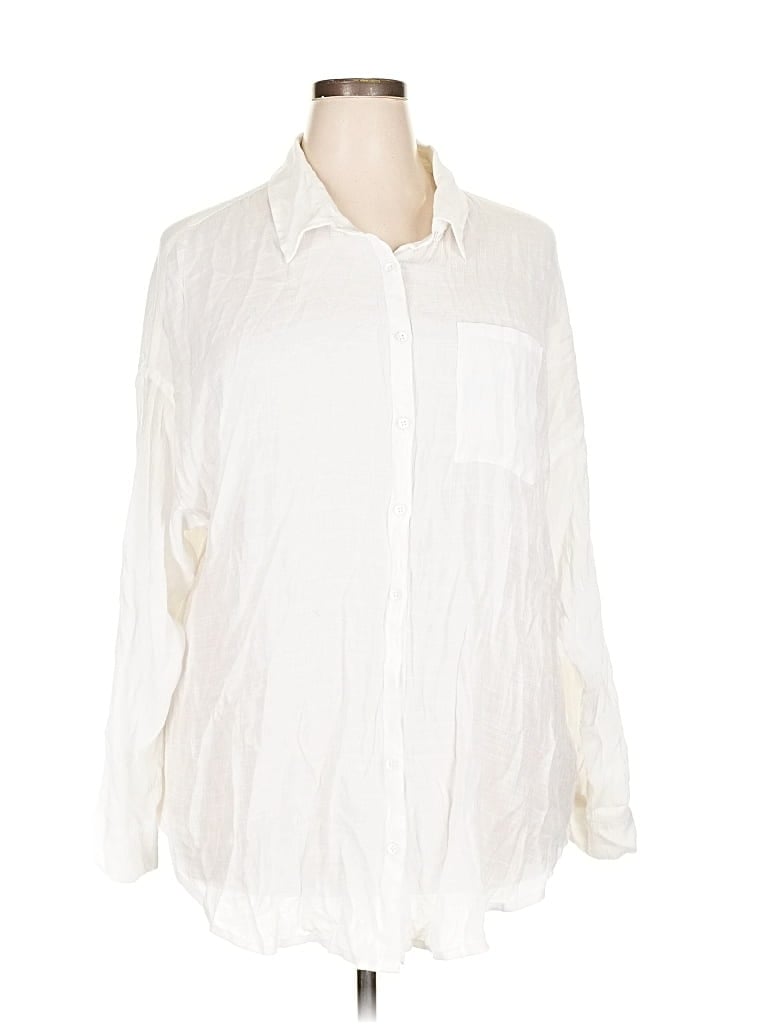 Pre-owned Torrid Long Sleeve Button Down Shirt In White