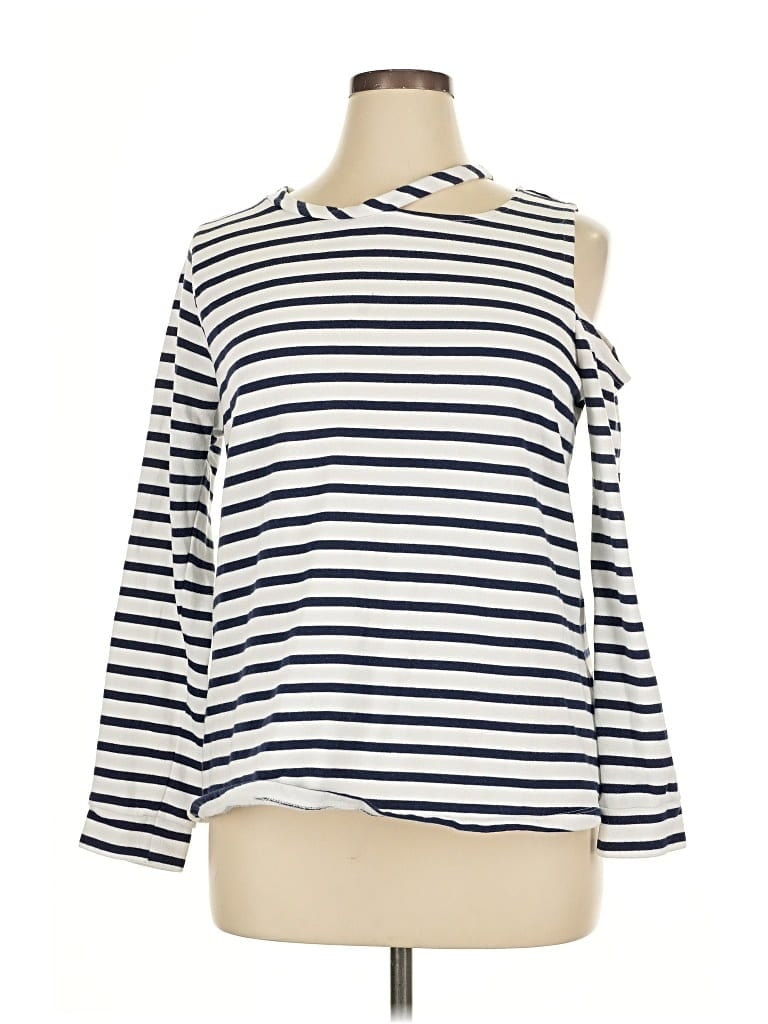 Pre-owned Lane Bryant Long Sleeve Top Ivory Cold Shoulder Neckline Tops In White