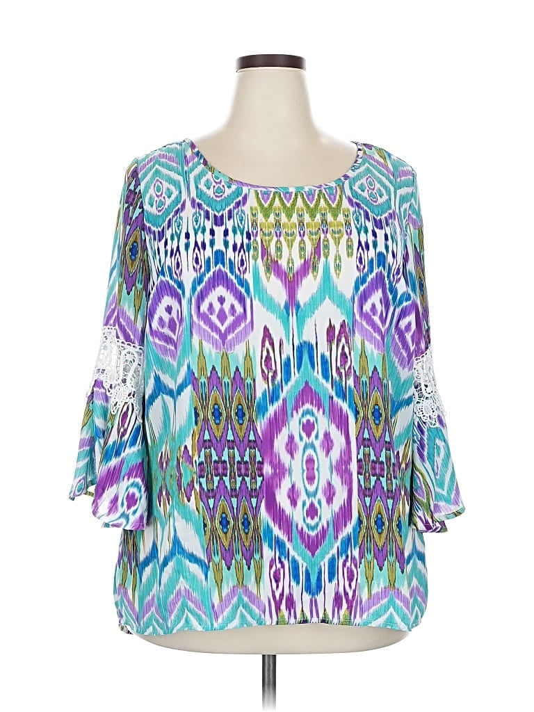 Pre-owned Zac & Rachel 3/4 Sleeve Blouse In Purple