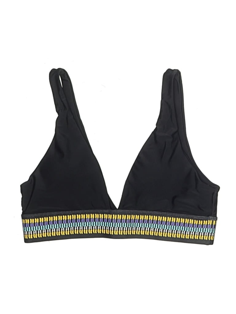 UNBRANDED Pre-owned Swimsuit Top Black Chevron/herringbone Pattern Swimwear