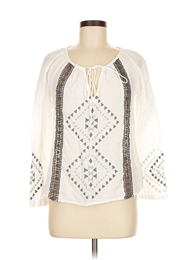 Pre-owned Love Stitch 3/4 Sleeve Blouse In White