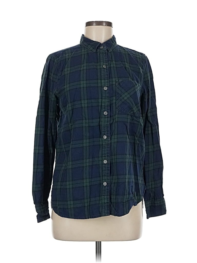 Pre-owned Old Navy Long Sleeve Button Down Shirt In Green