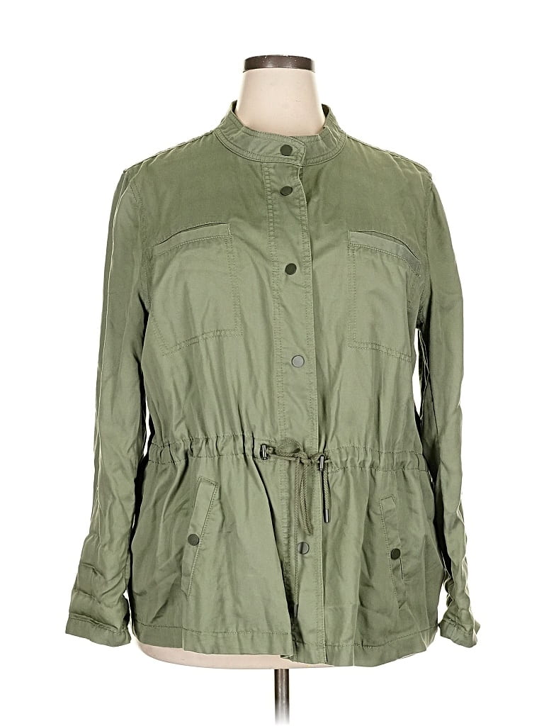 Pre-owned Ann Taylor Loft Trenchcoat In Green