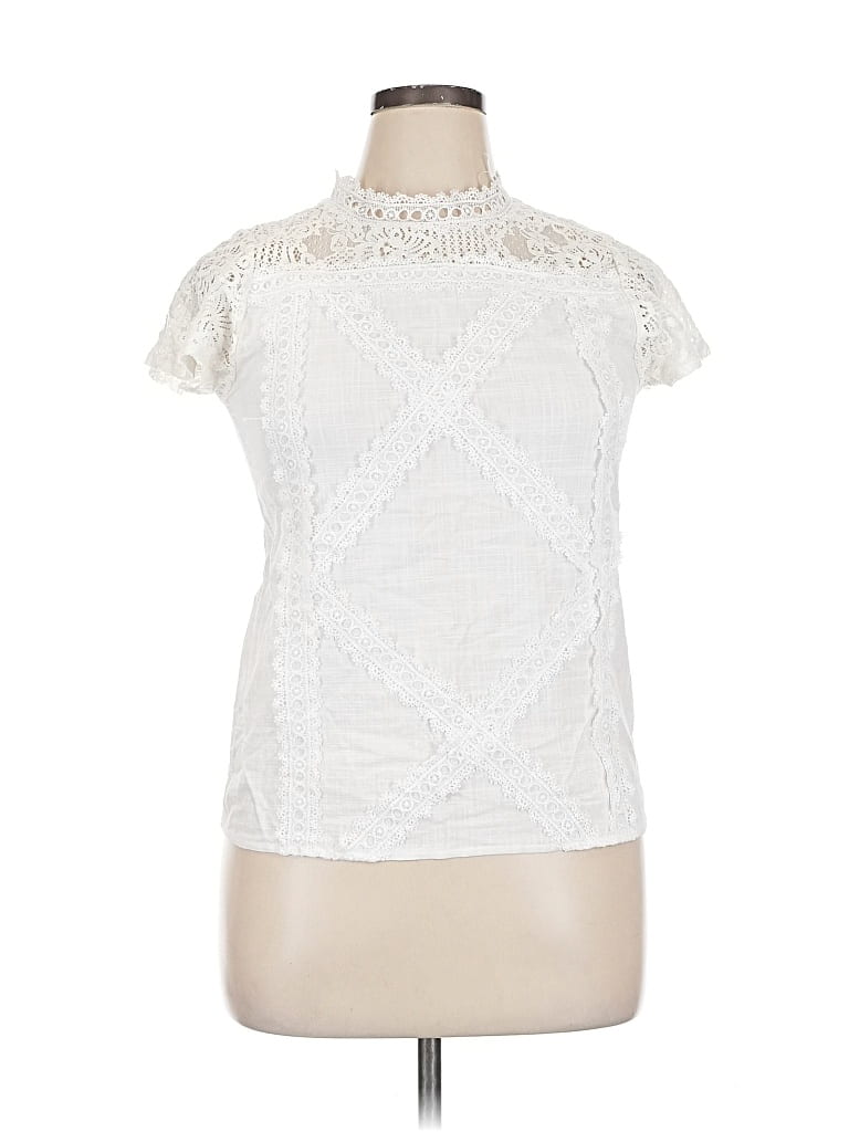 Pre-owned Unbranded Short Sleeve Blouse In White