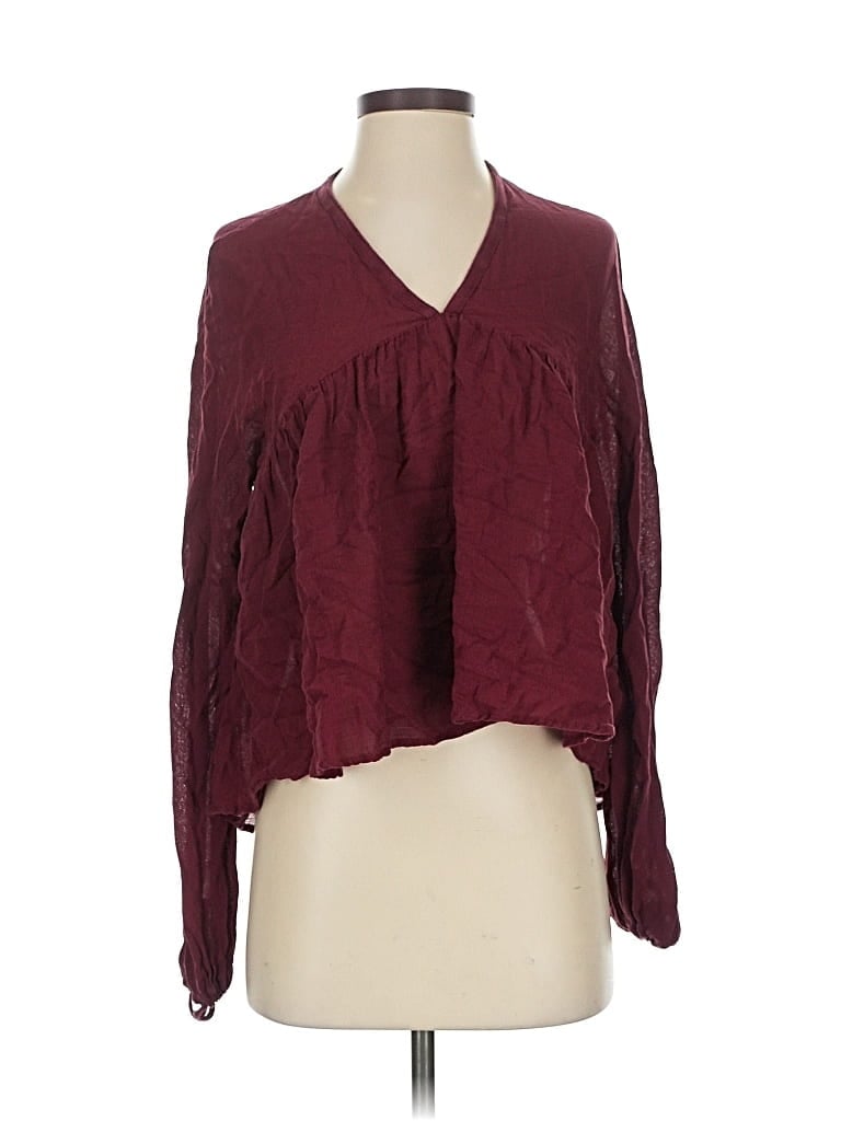 MNG Pre-owned Long Sleeve Blouse In Burgundy
