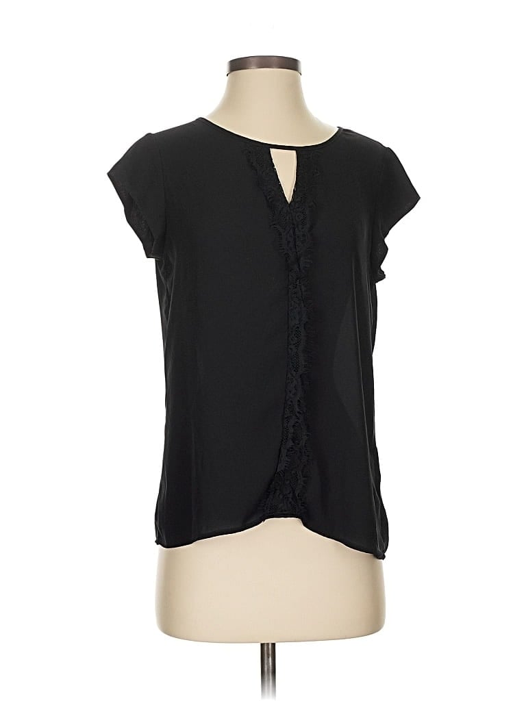 Pre-owned Express Short Sleeve Blouse In Black