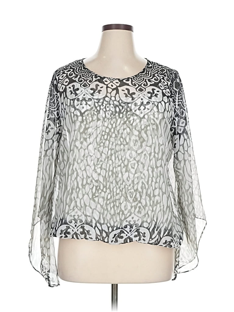 Pre-owned Alfani Long Sleeve Blouse In Gray