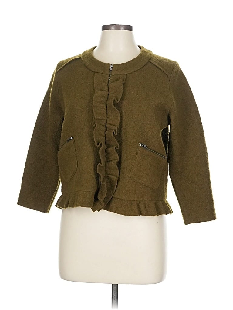 Pre-owned Ann Taylor Loft Wool Cardigan Sweater In Green