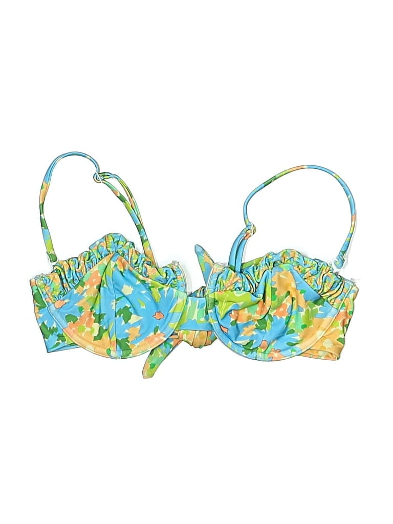 Pre-owned Blackbough Swimsuit Top Blue Tropical Pattern Swimwear