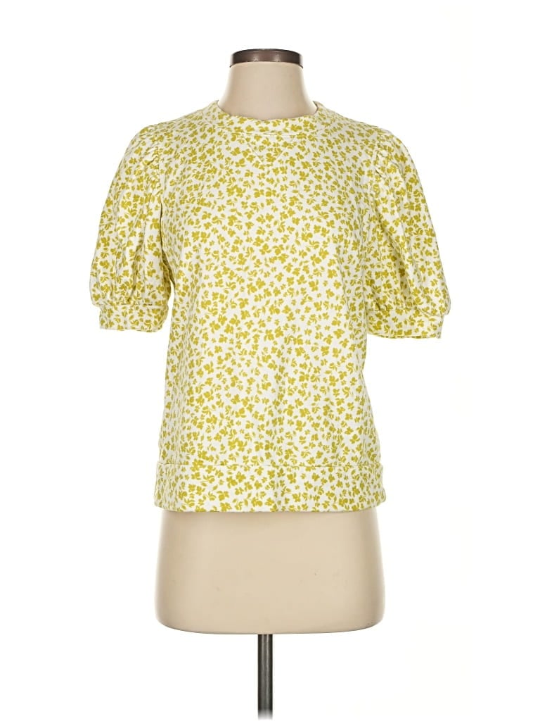 Pre-owned Ann Taylor Short Sleeve Blouse In Yellow
